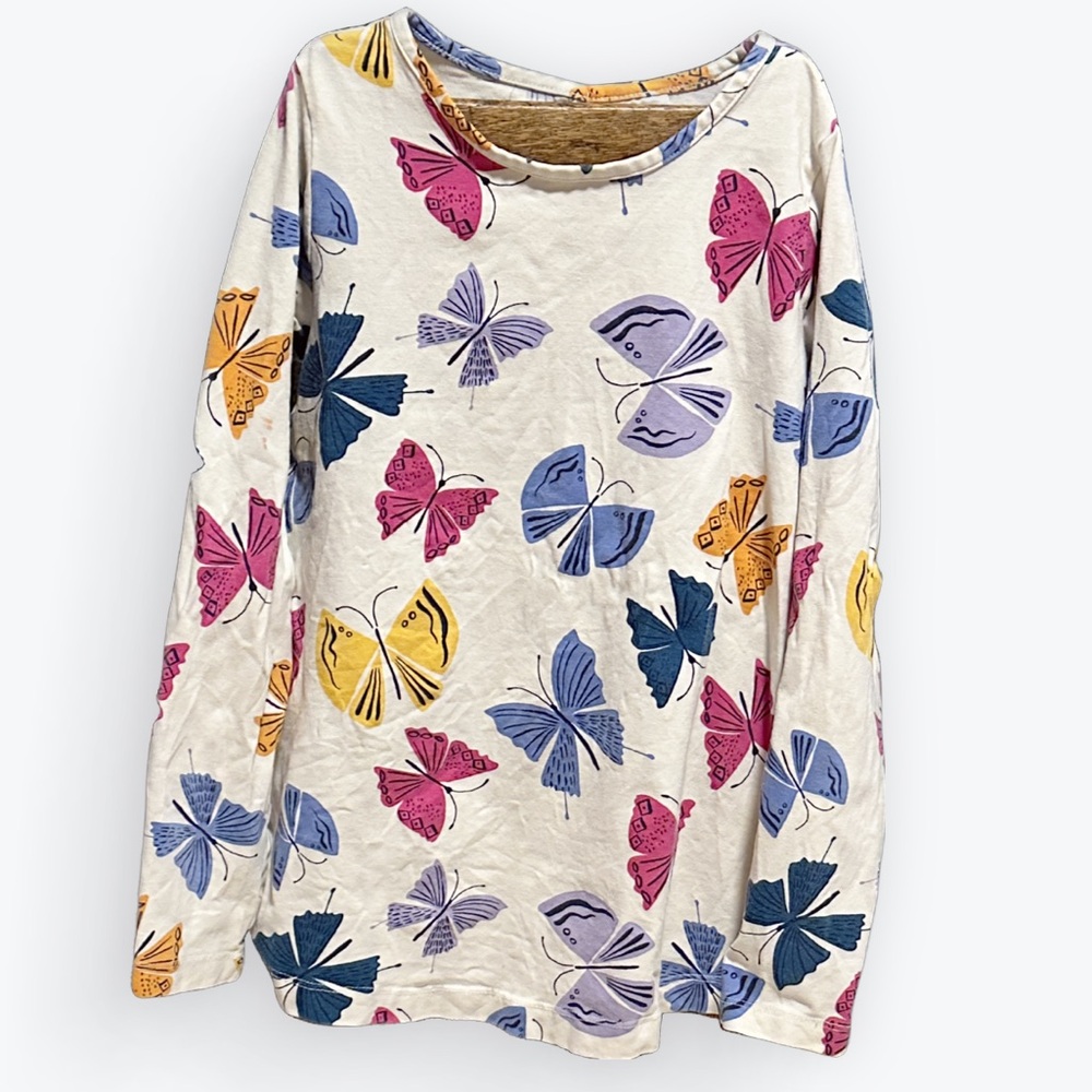Hanna Andersson Butterflies Long Sleeve Stretchy Cotton Tunic Dress ~ US 8/130cm